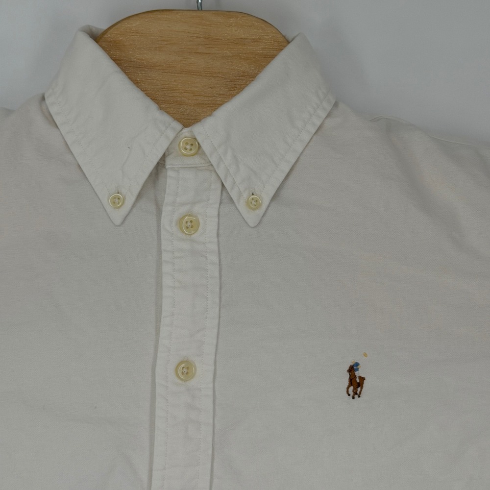 Ralph Lauren Button Down Shirt Womens M White Custom Fit Cotton Real Pony Preppy